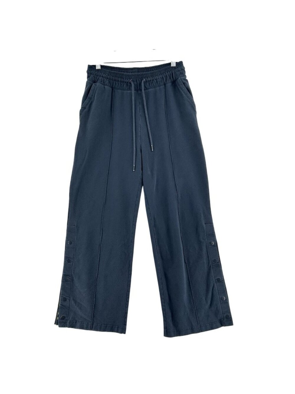 Anthropologie Daily Practice Track Pants Women's Small Blue Wide Leg Snap Hem